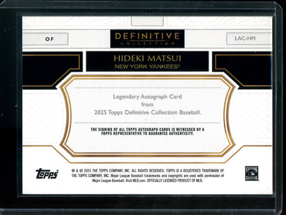 2025 Topps Definitive Hideki Matsui Legendary Autograph 1/1 Yankees - Trading Card Market