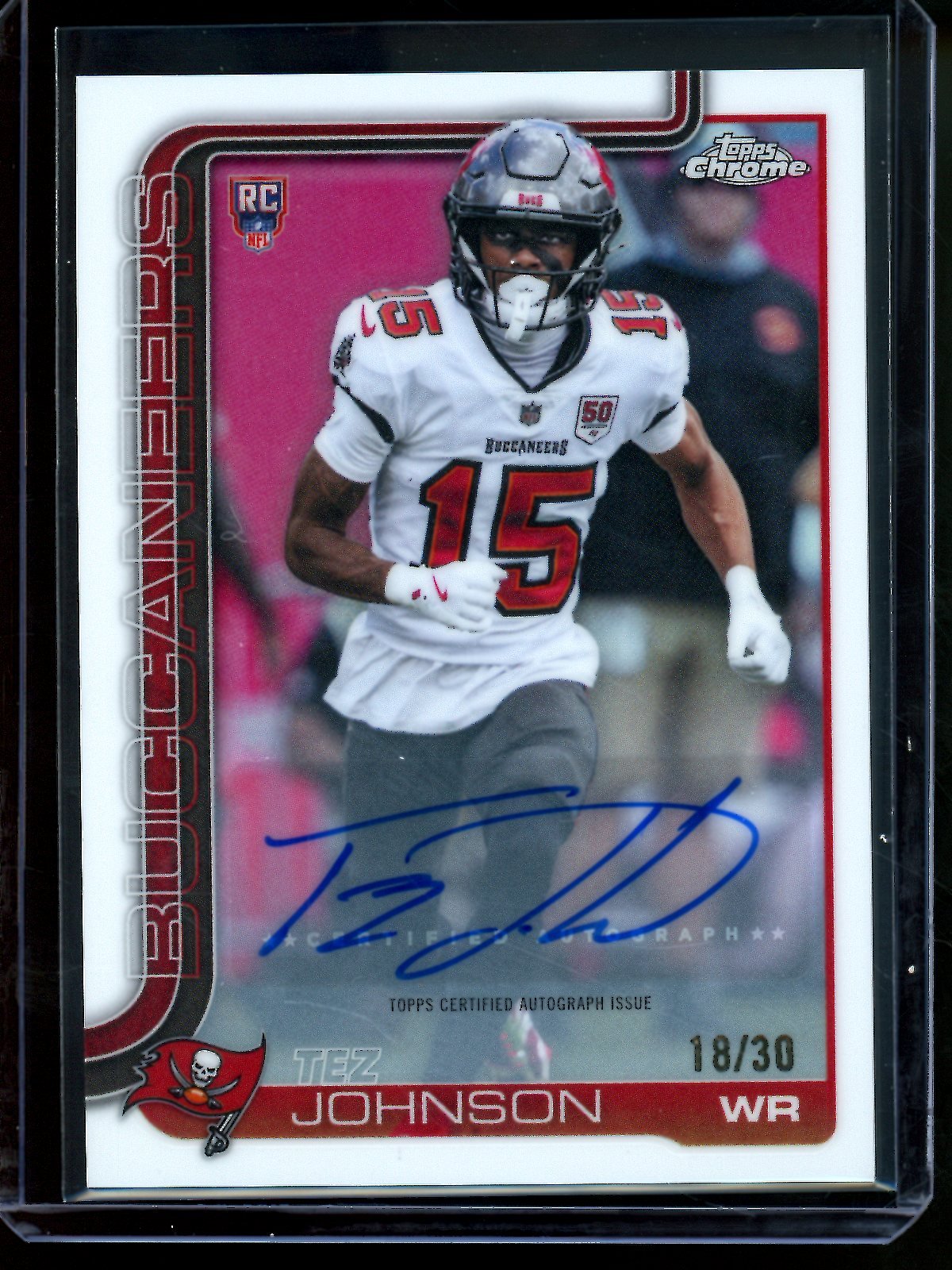 2025 Topps Chrome Tez Johnson White Rookie Autograph /30 Buccaneers - Trading Card Market