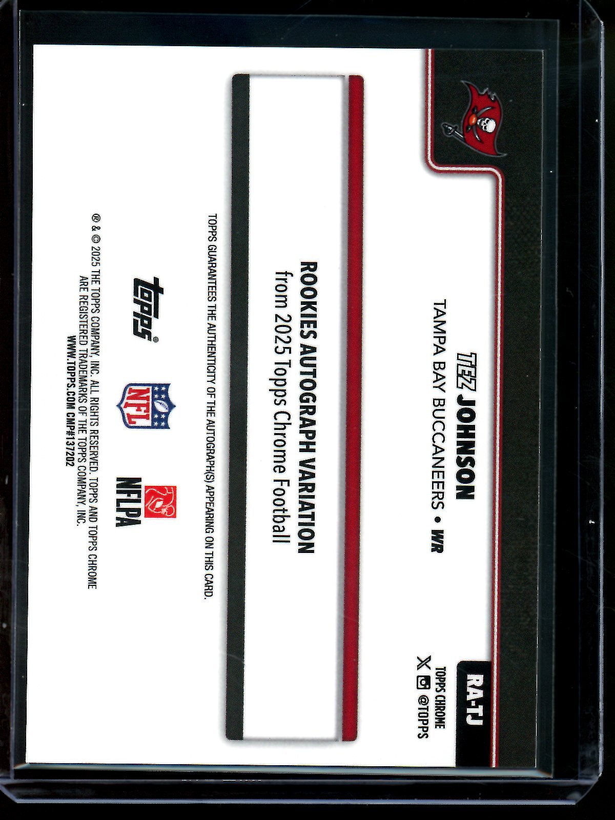 2025 Topps Chrome Tez Johnson White Rookie Autograph /30 Buccaneers - Trading Card Market