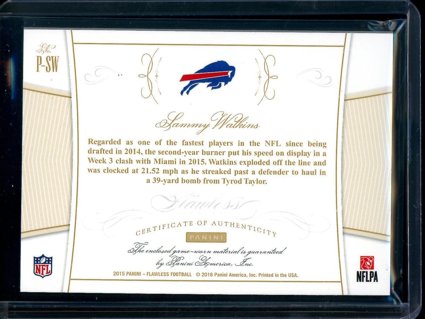 2015 Panini Flawless Sammy Watkins Jumbo Relic /20 Bills - Trading Card Market