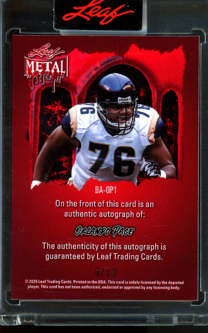 2025 Leaf Metal Orlando Pace Red Autograph Encased /13 Rams - Trading Card Market