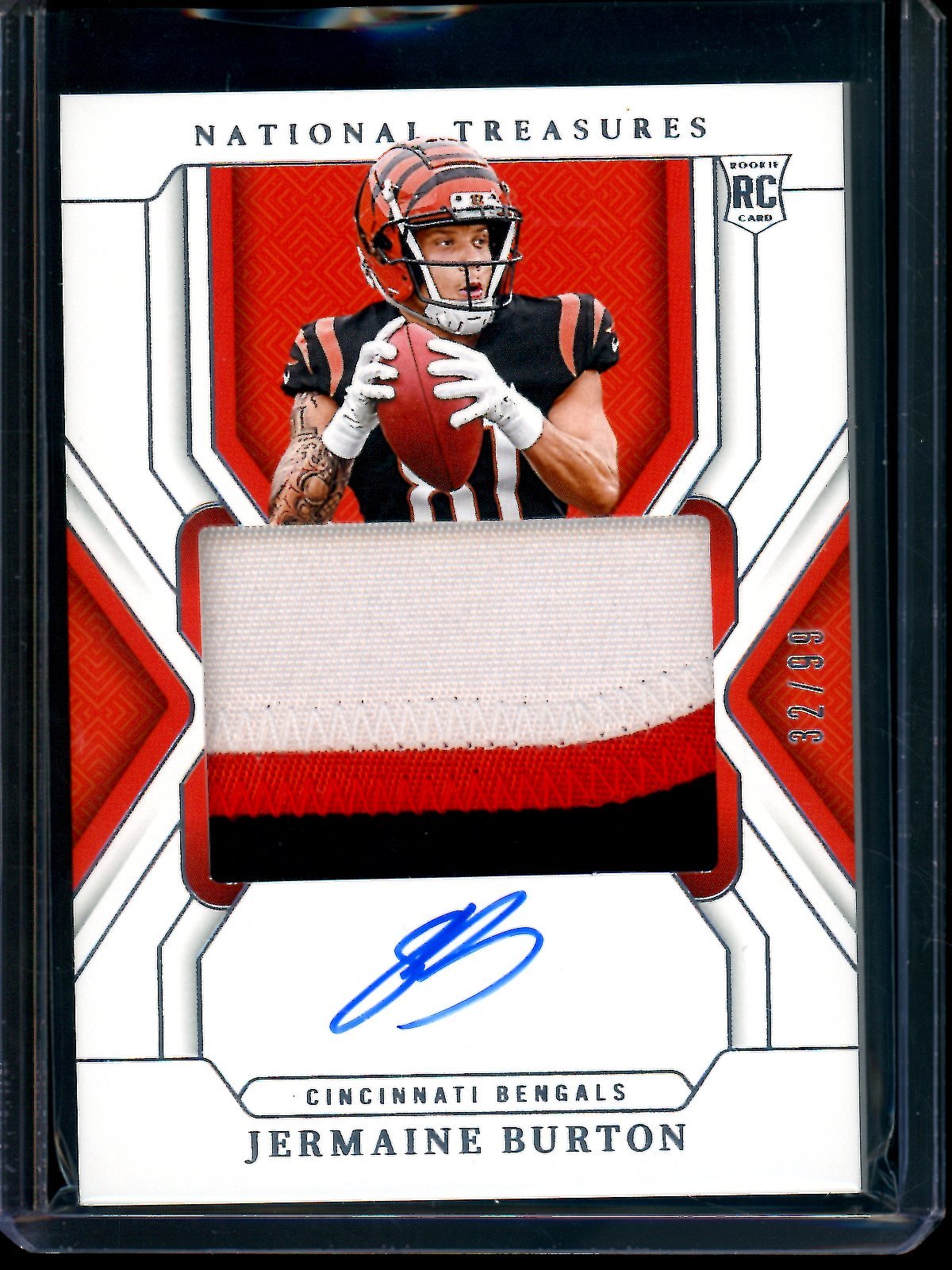 2024 Panini National Treasures Jermaine Burton Rookie Patch Autograph /99 Bengals - Trading Card Market