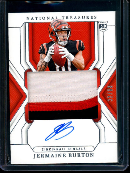 2024 Panini National Treasures Jermaine Burton Rookie Patch Autograph /99 Bengals - Trading Card Market