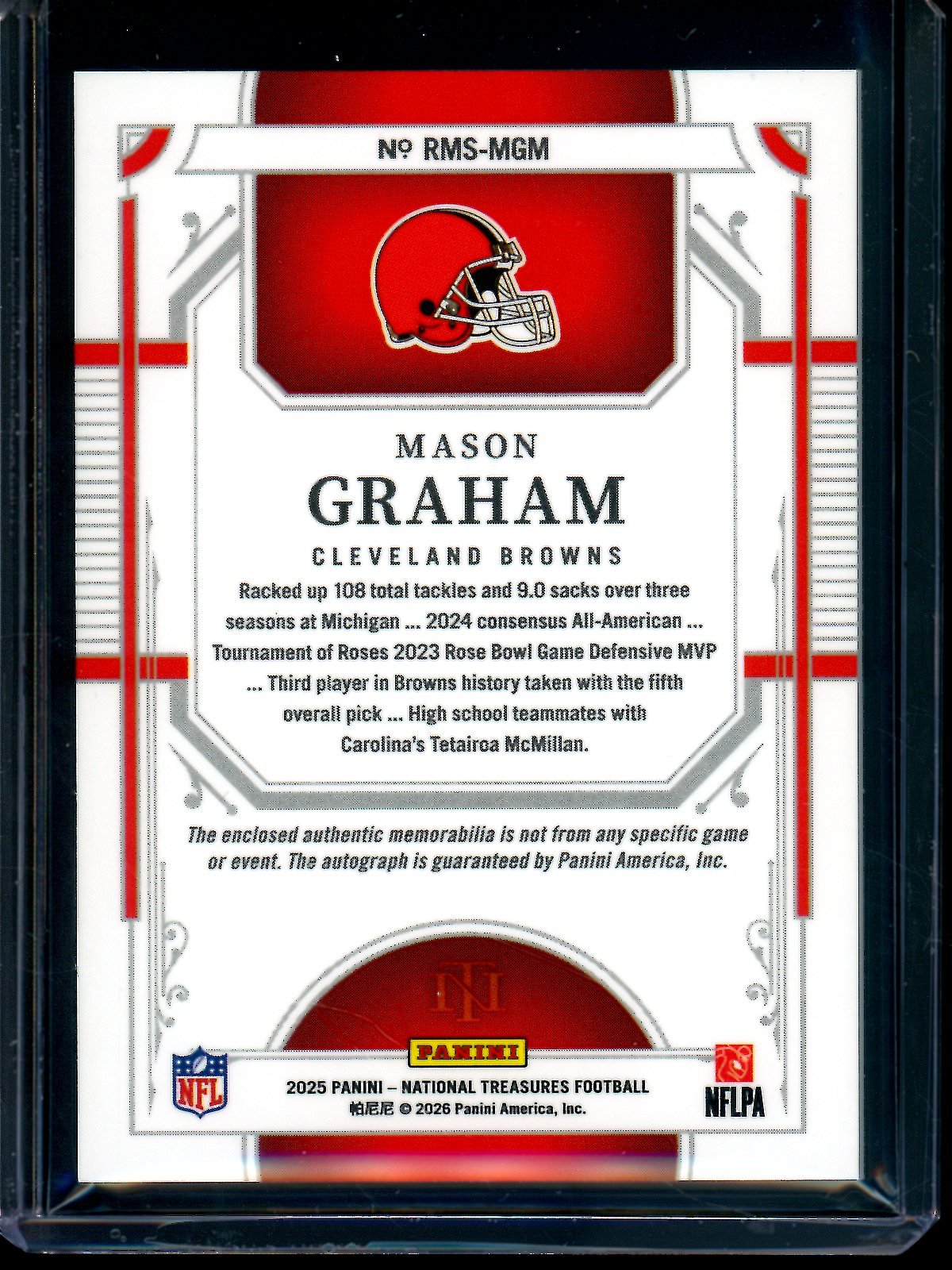 2025 Panini National Treasures Mason Graham Triple Rookie Patch Autograph /94 Browns - Trading Card Market