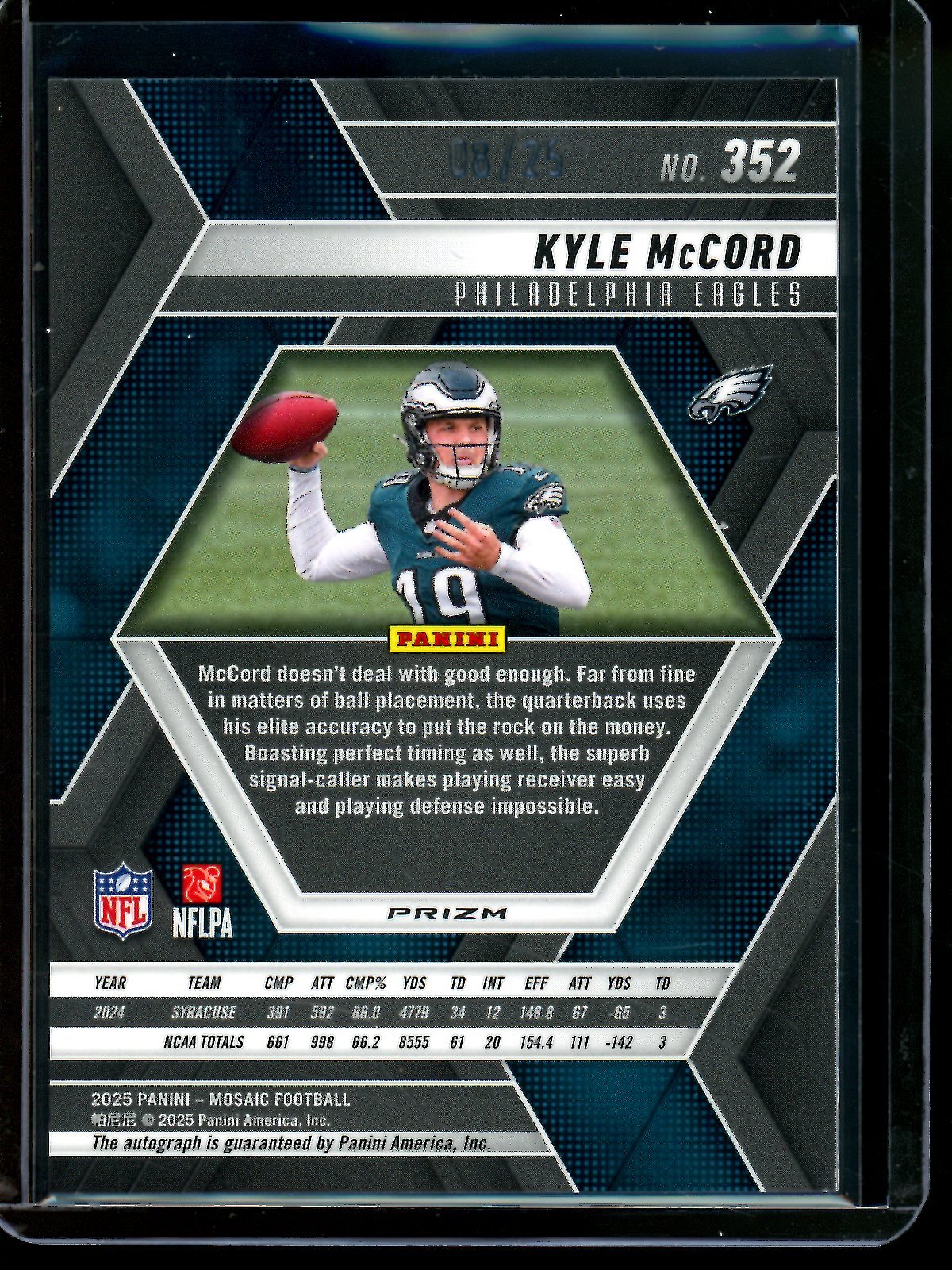 2025 Panini Mosaic Kyle McCord Rookie Autograph /25 Eagles - Trading Card Market