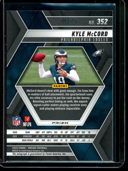 2025 Panini Mosaic Kyle McCord Rookie Autograph /25 Eagles - Trading Card Market