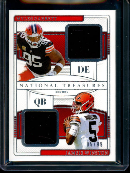 2024 Panini National Treasures Myles Garrett / Jameis Winston NFL Gear Combo Materials /99 Browns - Trading Card Market