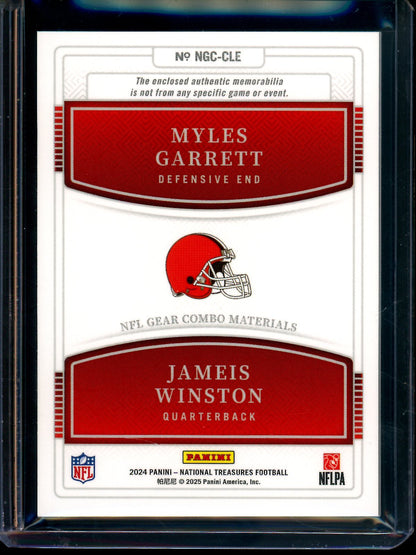 2024 Panini National Treasures Myles Garrett / Jameis Winston NFL Gear Combo Materials /99 Browns - Trading Card Market