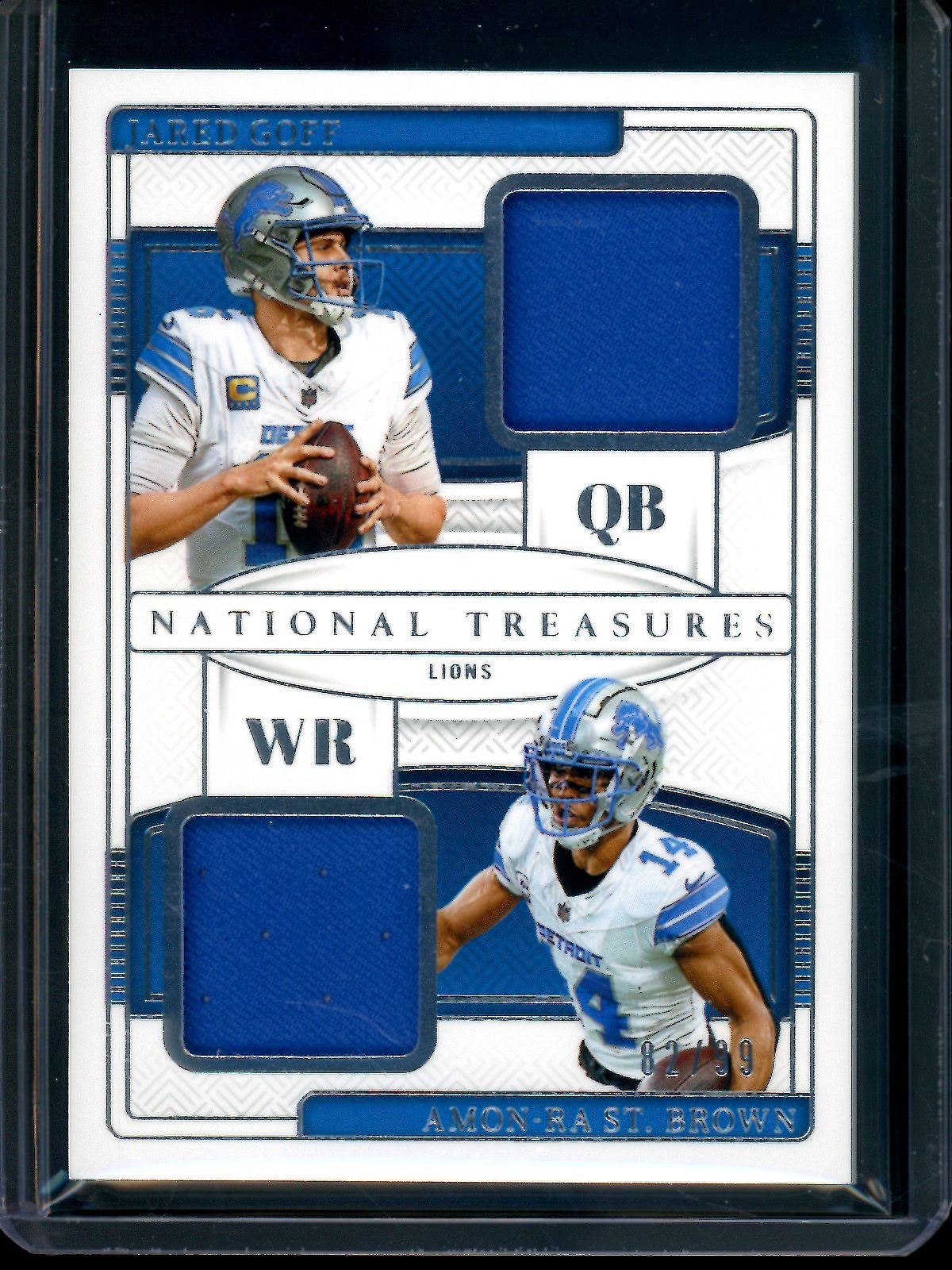 2024 Panini National Treasures Jared Goff / Amon - Ra St. Brown NFL Gear Combo Lions - Trading Card Market