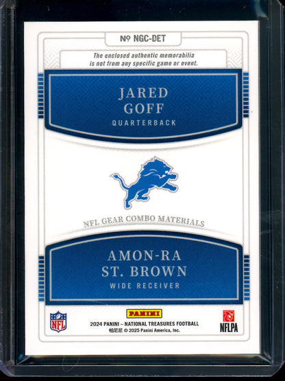 2024 Panini National Treasures Jared Goff / Amon - Ra St. Brown NFL Gear Combo Lions - Trading Card Market