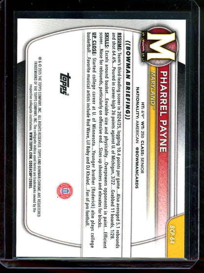 2025 Bowman U Chrome Pharrel Payne 1st Bowman /15 Maryland - Trading Card Market