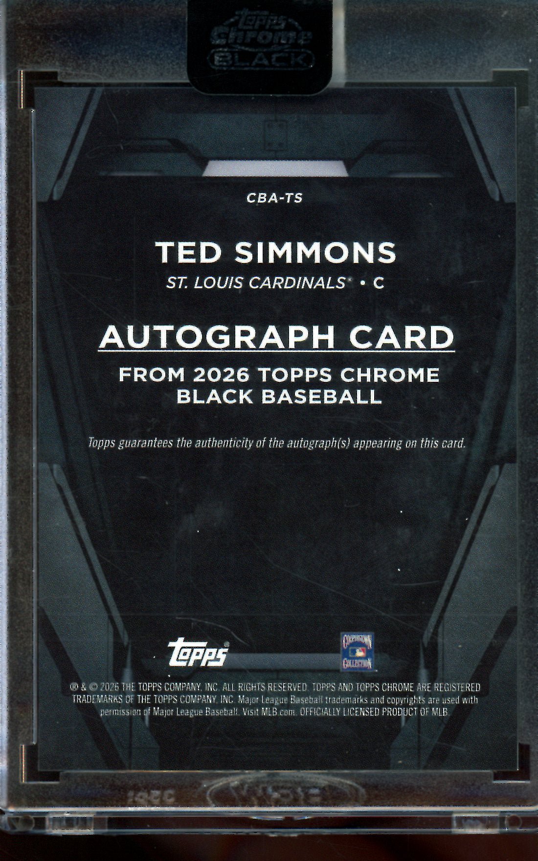 2026 Topps Black Ted Simmons Autograph Encased Cardinals - Trading Card Market