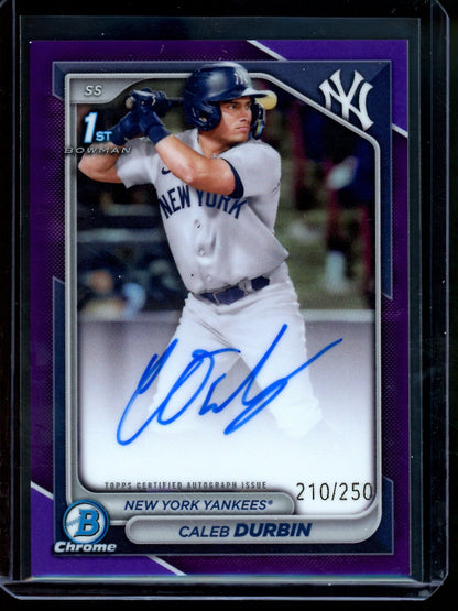 2024 Bowman Chrome Caleb Durbin Purple 1st Autograph /250 Yankees - Trading Card Market