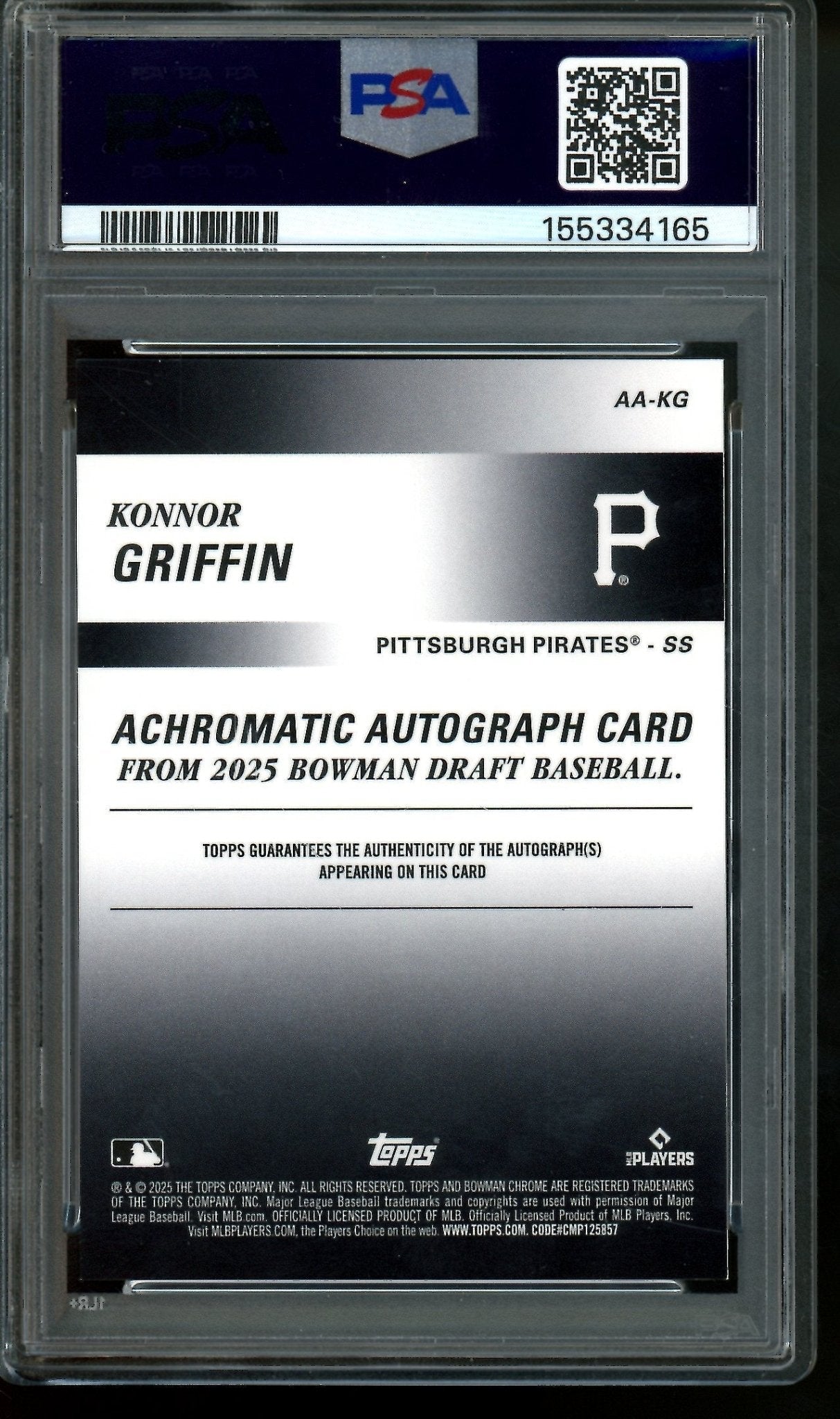 2025 Bowman Draft Konnor Griffin Achromatic Autograph Gold /50 PSA 9 Pirates - Trading Card Market