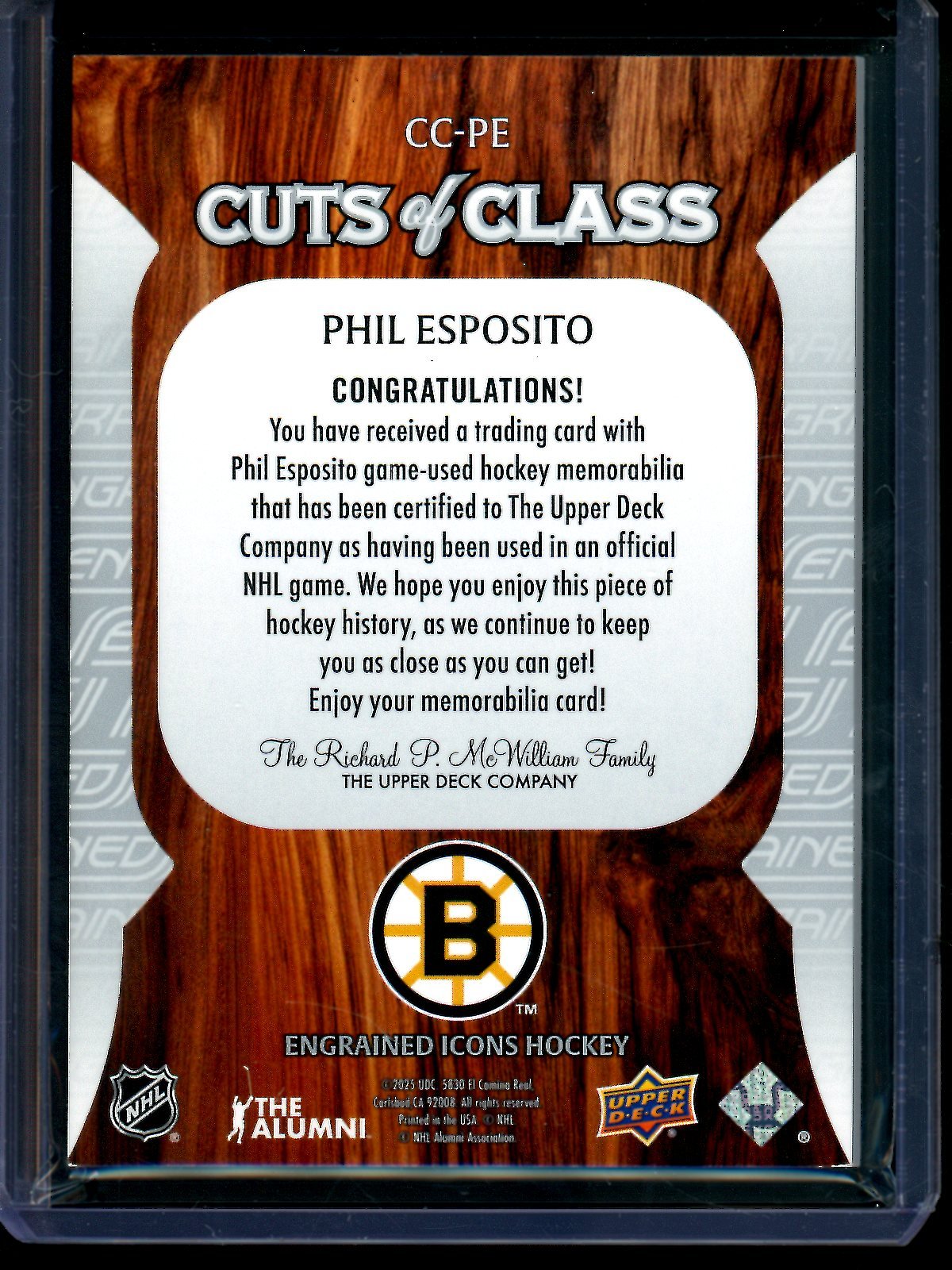 2025 Upper Deck Upper Deck Phil Esposito Relic Bruins - Trading Card Market