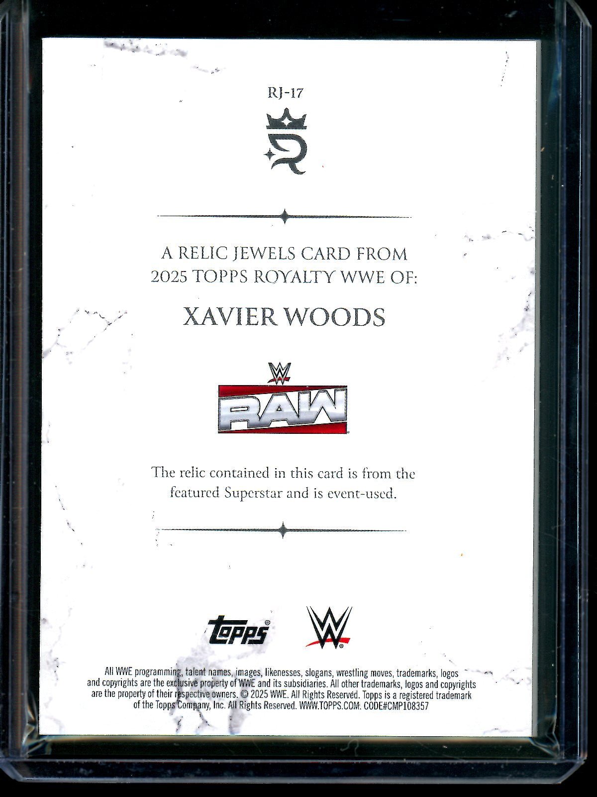 2025 Topps Royalty Xavier Woods Relic Jewels Card /50 - Trading Card Market