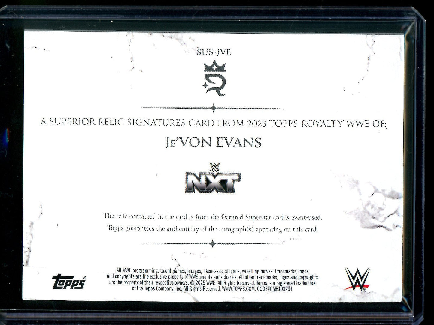 2025 Topps Royalty Je'Von Evans Superior Relic Signatures /99 - Trading Card Market