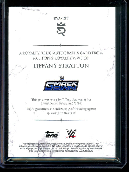 2025 Topps Royalty Tiffany Stratton Relic Autograph Card RYA - TST /99 - Trading Card Market