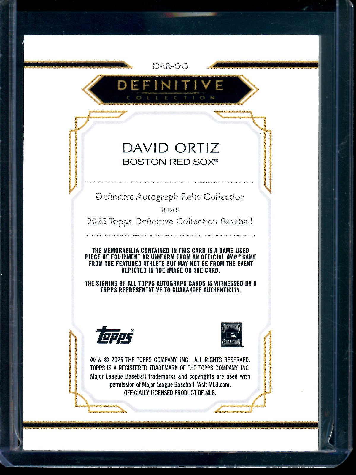 2025 Topps Definitive David Ortiz Autograph Relic Orange /25 Red Sox - Trading Card Market