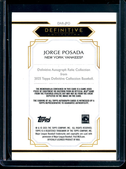 2025 Topps Definitive Jorge Posada Autograph Relic /25 Yankees - Trading Card Market