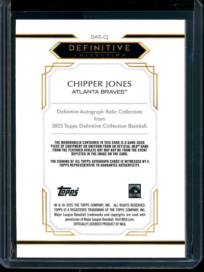 2025 Topps Definitive Chipper Jones Relic Autograph /50 Braves - Trading Card Market