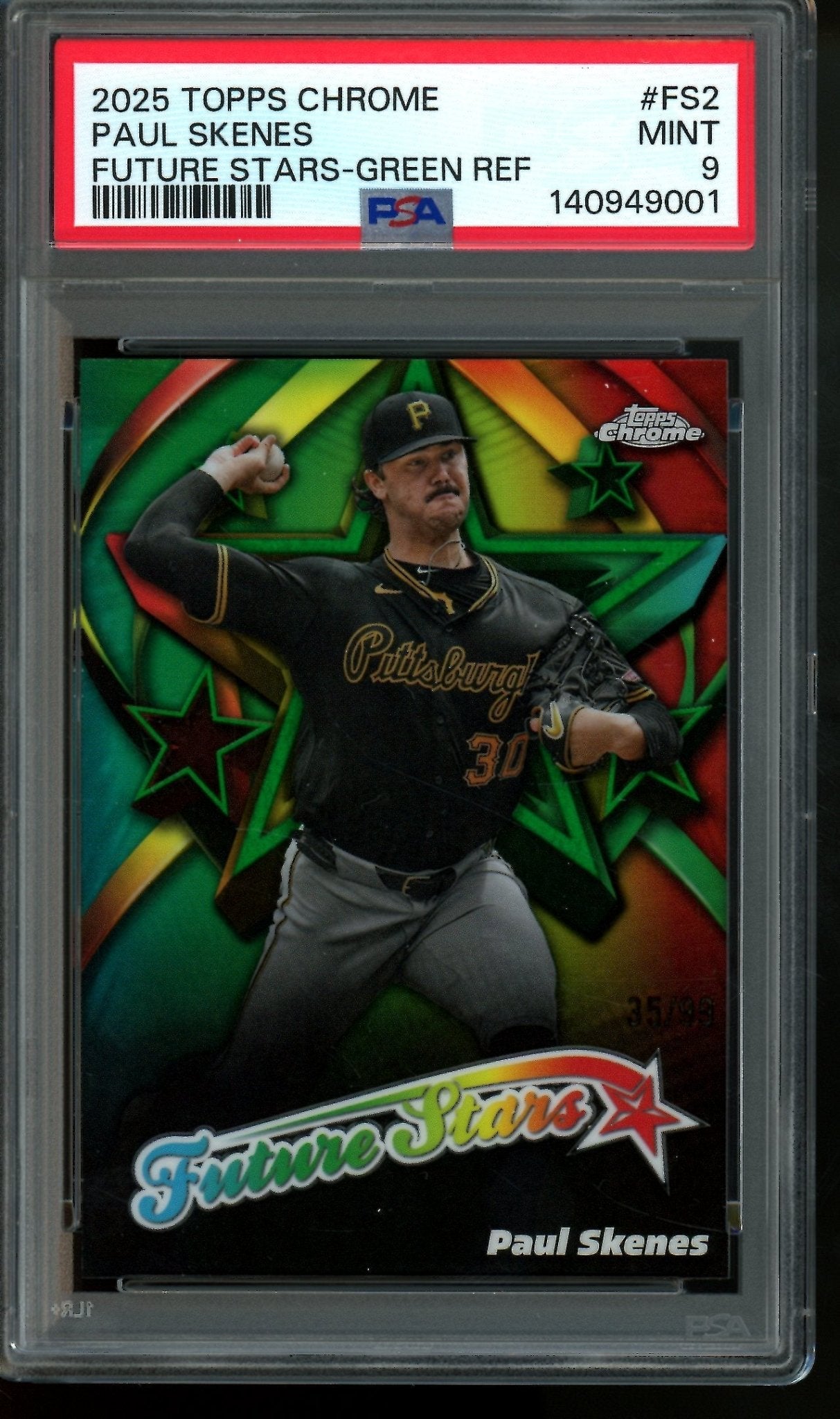 2025 Topps Chrome Paul Skenes Future Star Green Refractor /99 PSA 9 Pirates - Trading Card Market