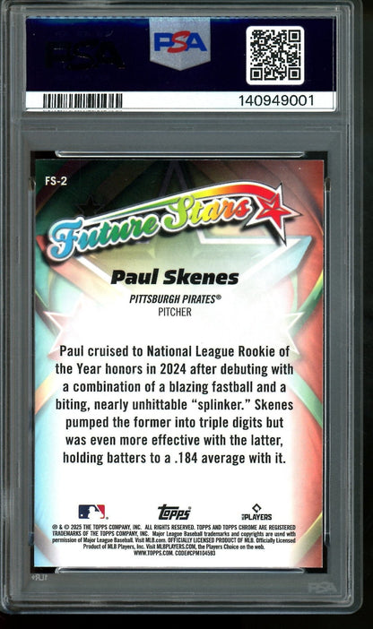 2025 Topps Chrome Paul Skenes Future Star Green Refractor /99 PSA 9 Pirates - Trading Card Market