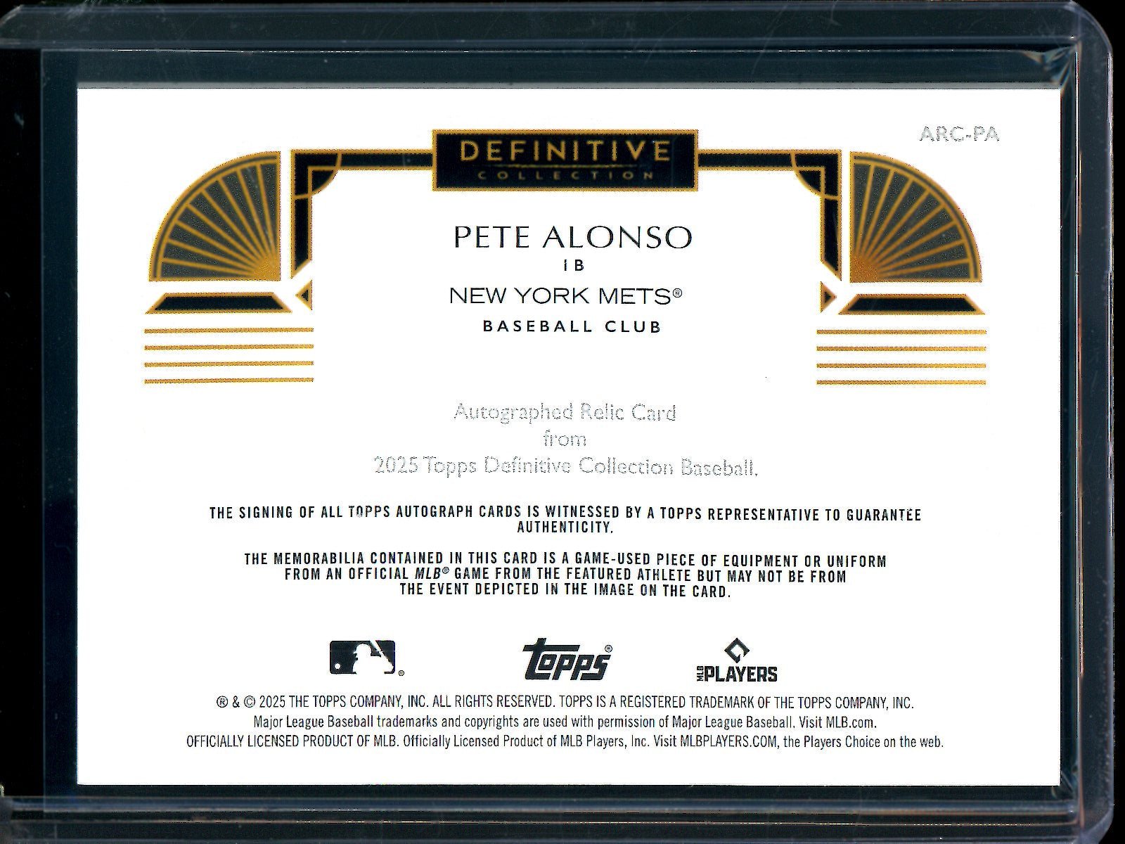 2025 Topps Definitive Pete Alonso Patch Autograph /50 Mets / Orioles - Trading Card Market