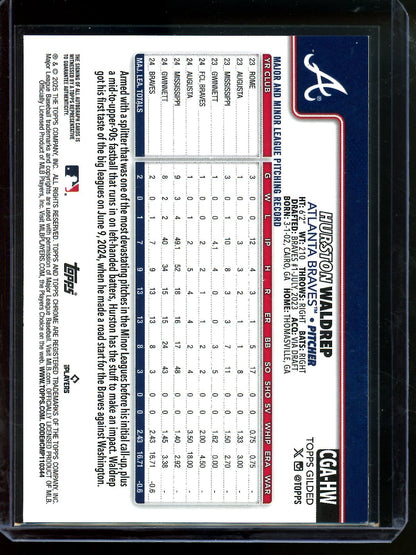 2025 Topps Gilded Hurston Waldrep Rookie Refractor Autograph /99 Braves - Trading Card Market