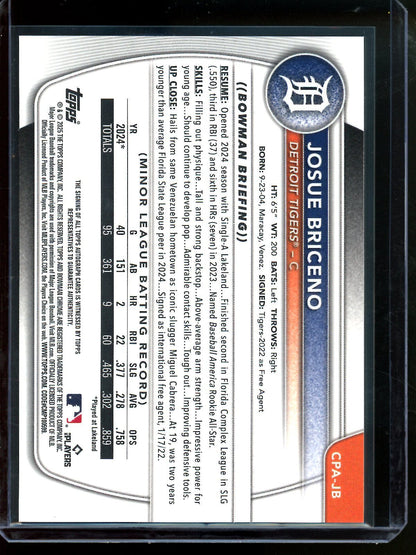 2025 Bowman Chrome Josue Briceno 1st Autograph Tigers - Trading Card Market