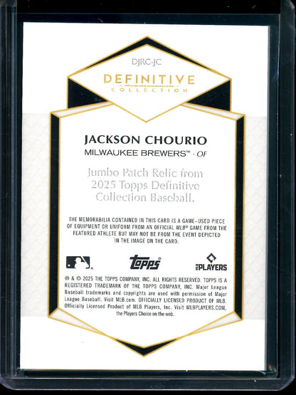 2025 Topps Definitive Jackson Chourio Jumbo Patch Relic /50 Brewers - Trading Card Market