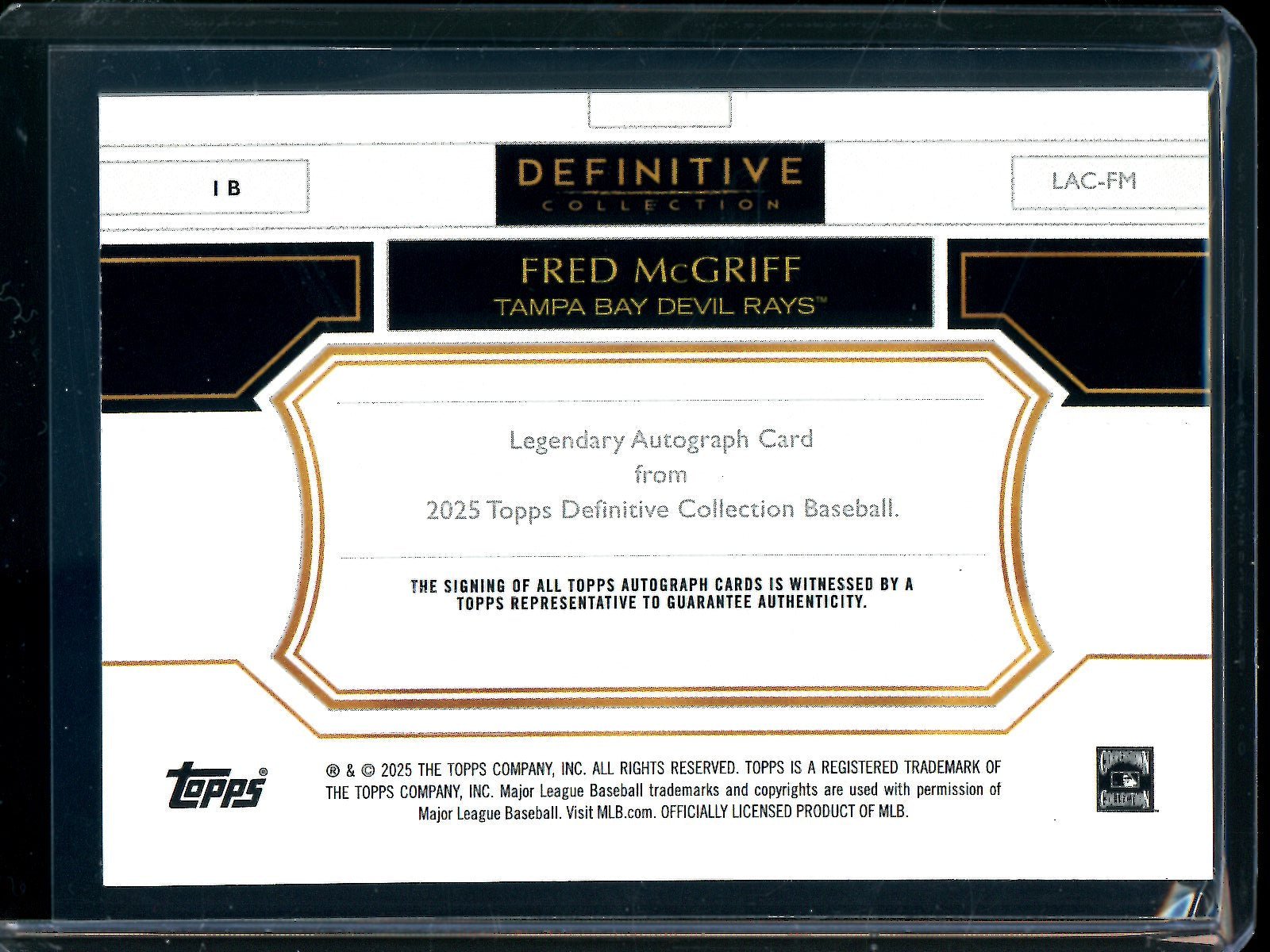 2025 Topps Definitive Fred McGriff Legendary Autograph Card LAC - FM /25 Rays - Trading Card Market