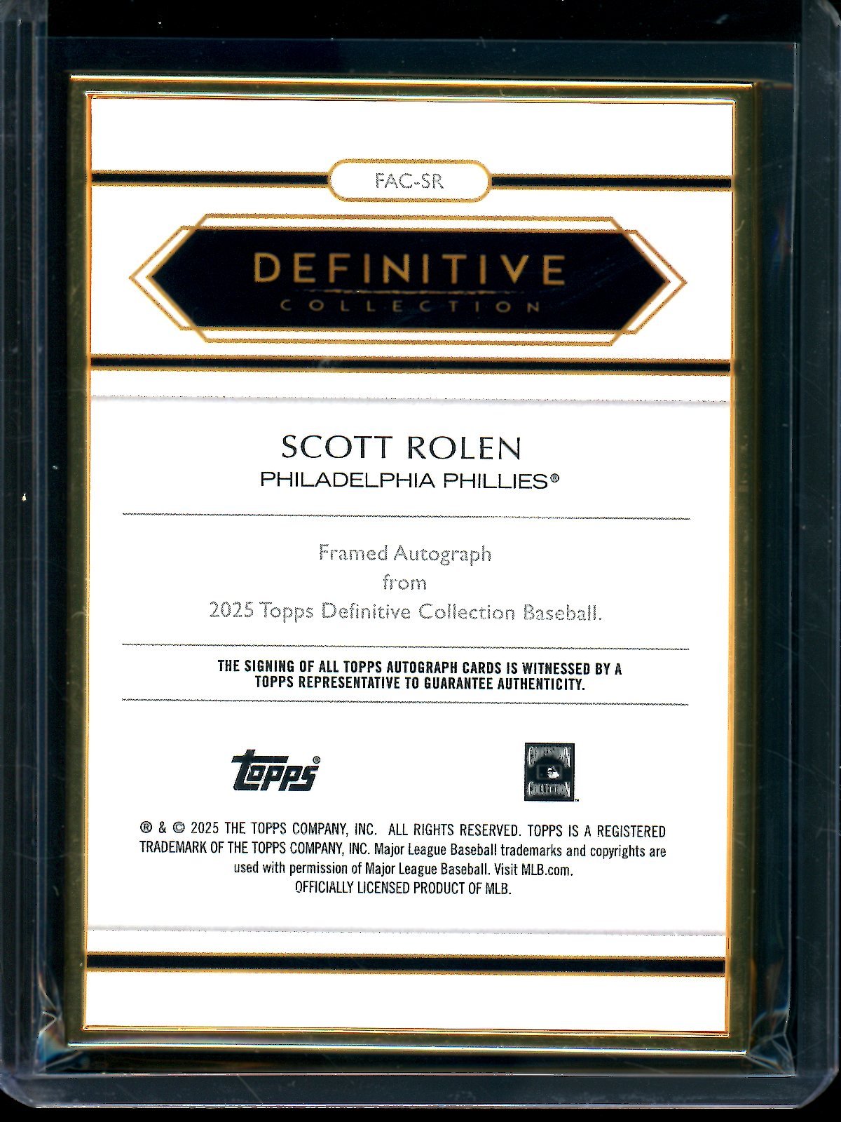 2025 Topps Definitive Scott Rolen Gold Framed Autograph /25 Phillies - Trading Card Market
