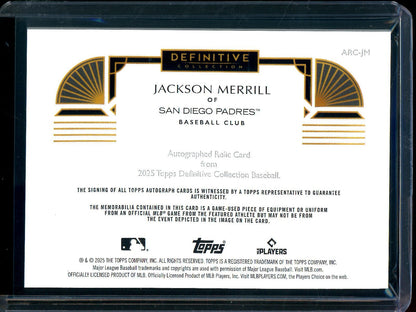 2025 Topps Definitive Jackson Merrill Patch Relic Autograph /50 Padres - Trading Card Market
