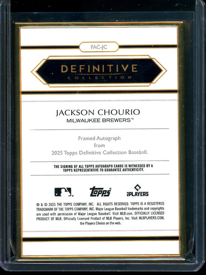 2025 Topps Definitive Jackson Chourio Gold Frame Autograph /25 Brewers - Trading Card Market