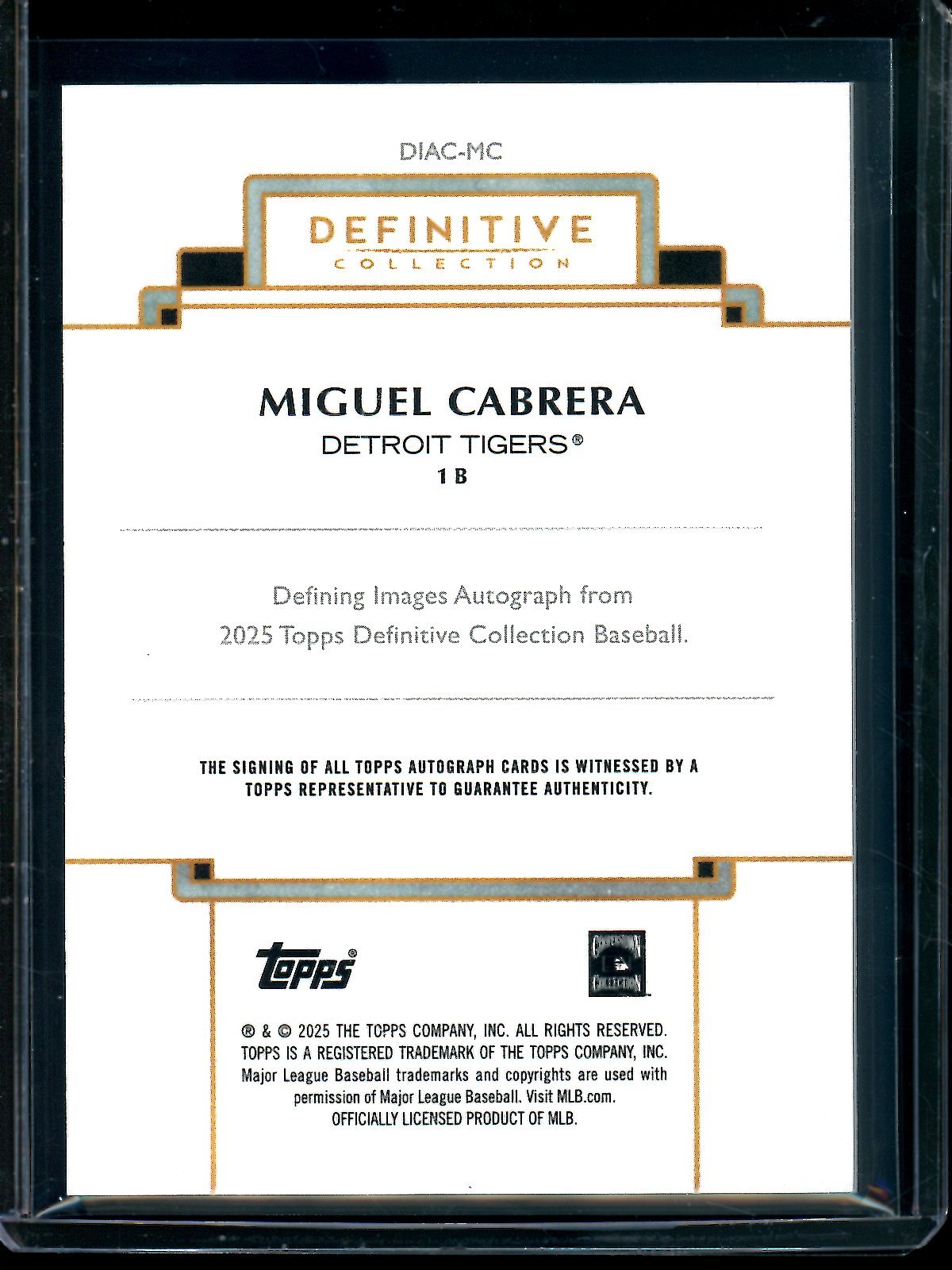 2025 Topps Definitive Miguel Cabrera Defining Images Autograph /25 Tigers - Trading Card Market