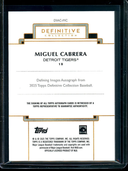 2025 Topps Definitive Miguel Cabrera Defining Images Autograph /25 Tigers - Trading Card Market
