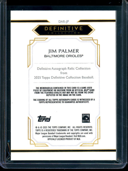 2025 Topps Definitive Jim Palmer Autograph Relic Red /5 Orioles - Trading Card Market
