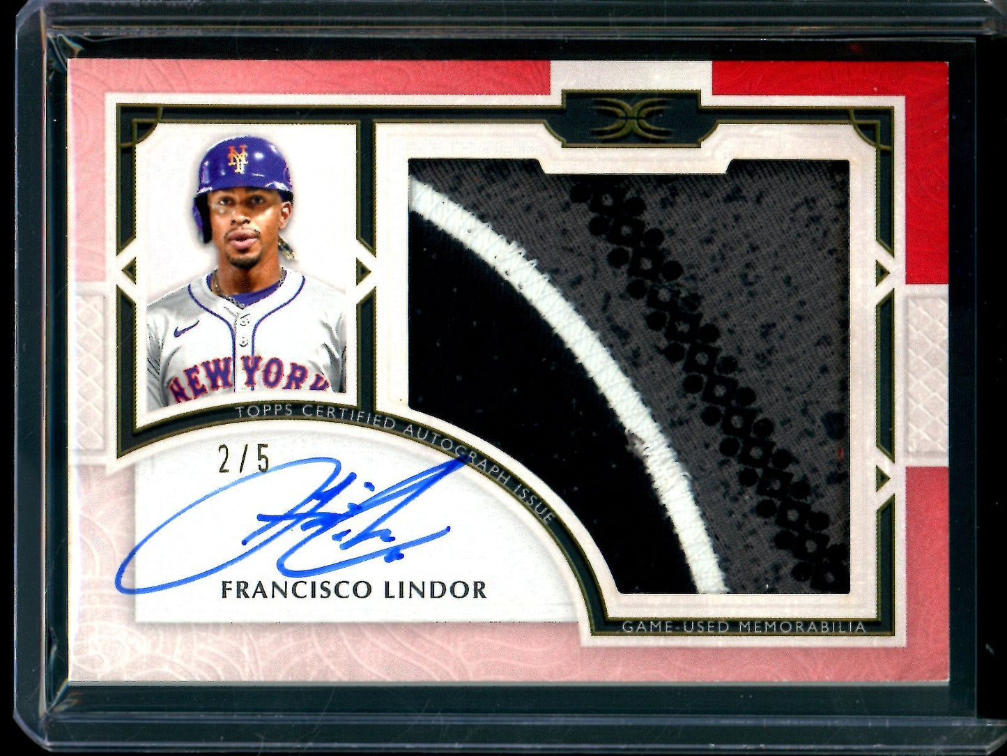 2025 Topps Definitive Fransisco Lindor Autograph Relic Card Red /5 Mets - Trading Card Market