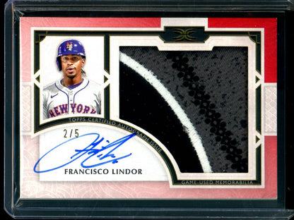 2025 Topps Definitive Fransisco Lindor Autograph Relic Card Red /5 Mets - Trading Card Market
