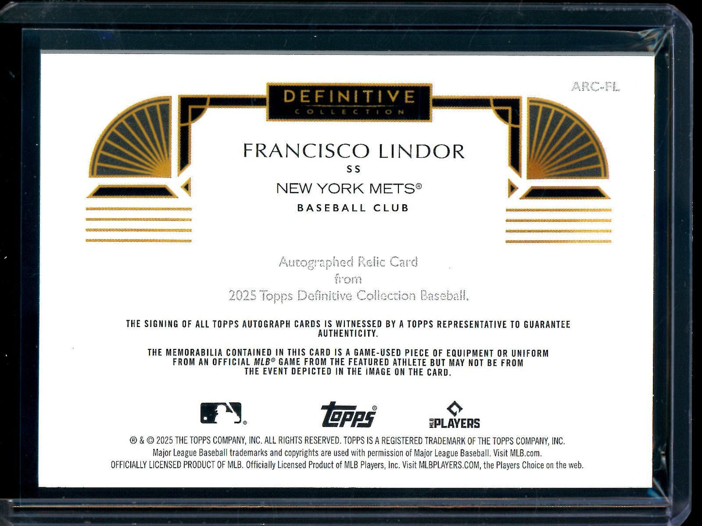 2025 Topps Definitive Fransisco Lindor Autograph Relic Card Red /5 Mets - Trading Card Market