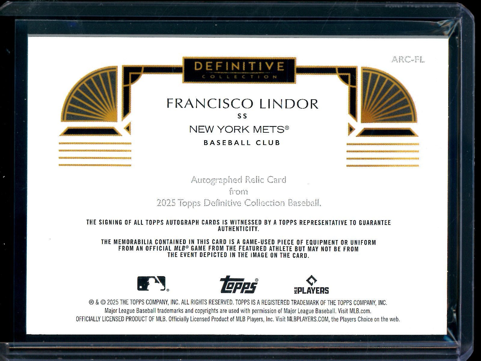 2025 Topps Definitive Fransisco Lindor Autograph Relic Card Red /5 Mets - Trading Card Market