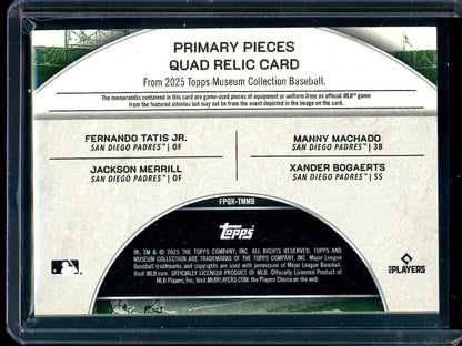2025 Topps Museum Collection Tatis / Machado / Merrill / Bogaerts Quad Relic /20 Padres - Trading Card Market