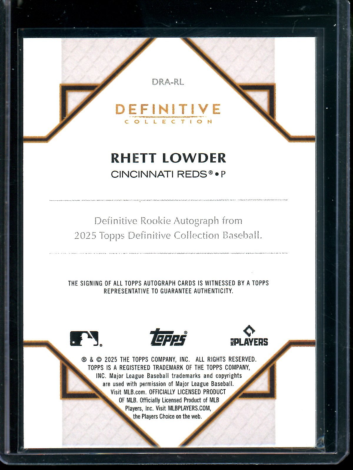 2025 Topps Definitive Rhett Lowder Rookie Autograph /50 Reds - Trading Card Market