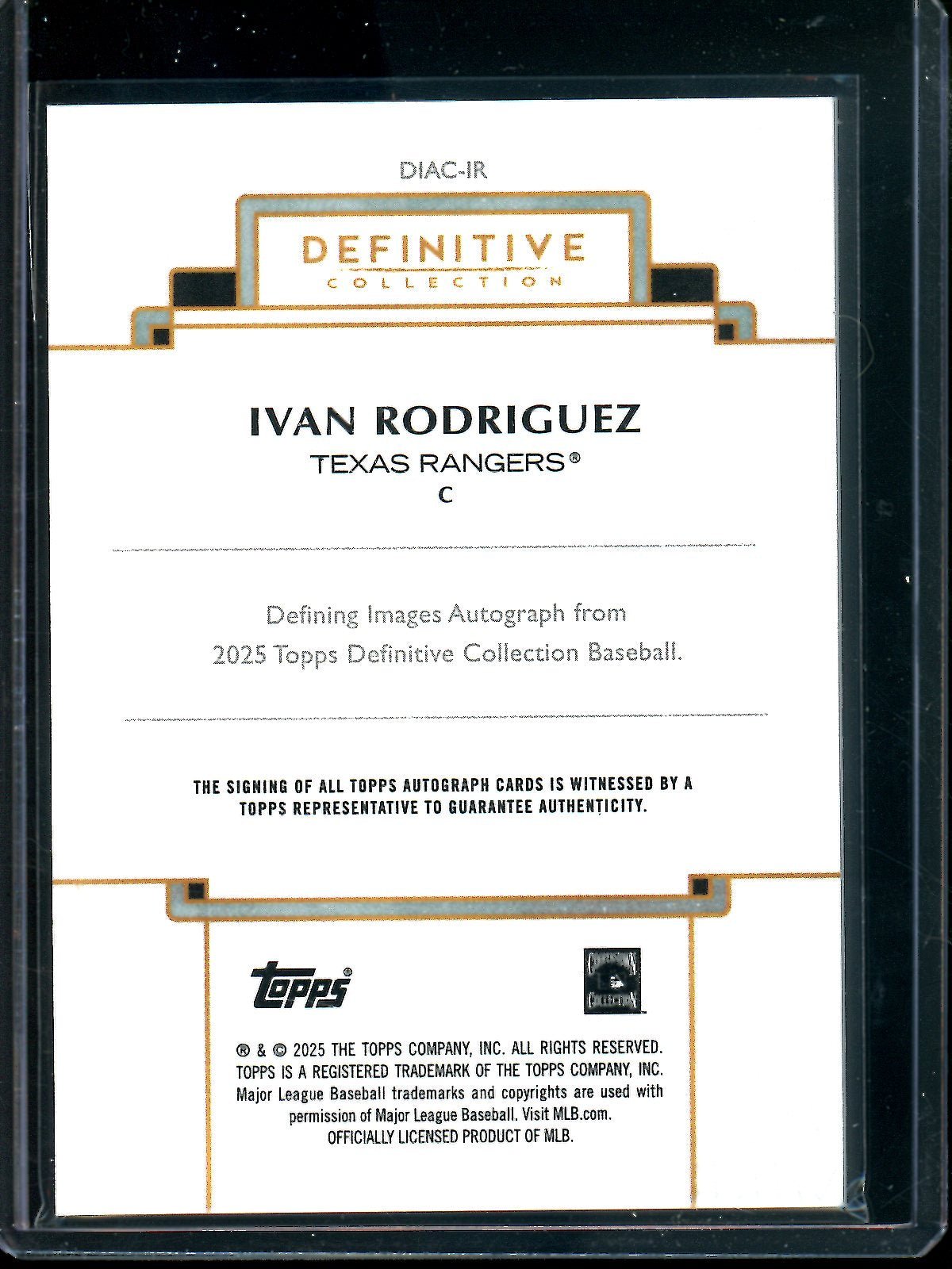 2025 Topps Definitive Ivan Rodriguez Defining Images Autograph /25 Rangers - Trading Card Market