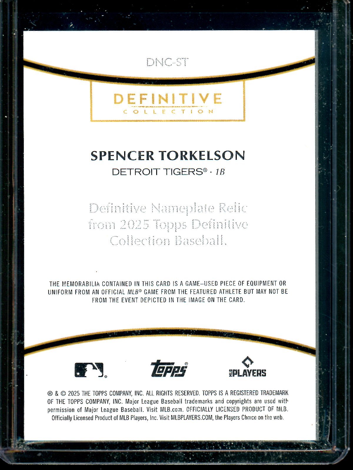2025 Topps Definitive Spencer Torkelson Nameplate Relic 1/1 DNC - ST Tigers - Trading Card Market