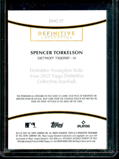 2025 Topps Definitive Spencer Torkelson Nameplate Relic 1/1 DNC - ST Tigers - Trading Card Market