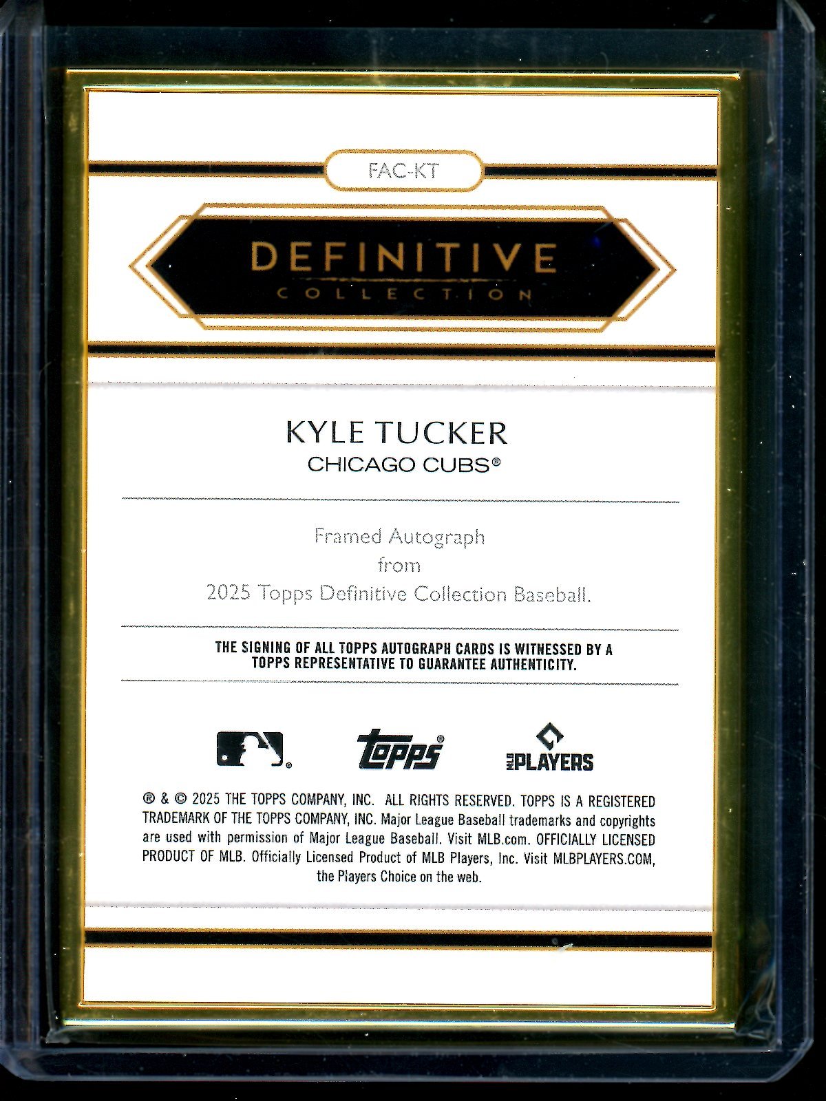 2025 Topps Definitive Kyle Tucker Gold Frame Autograph /10 Cubs - Trading Card Market
