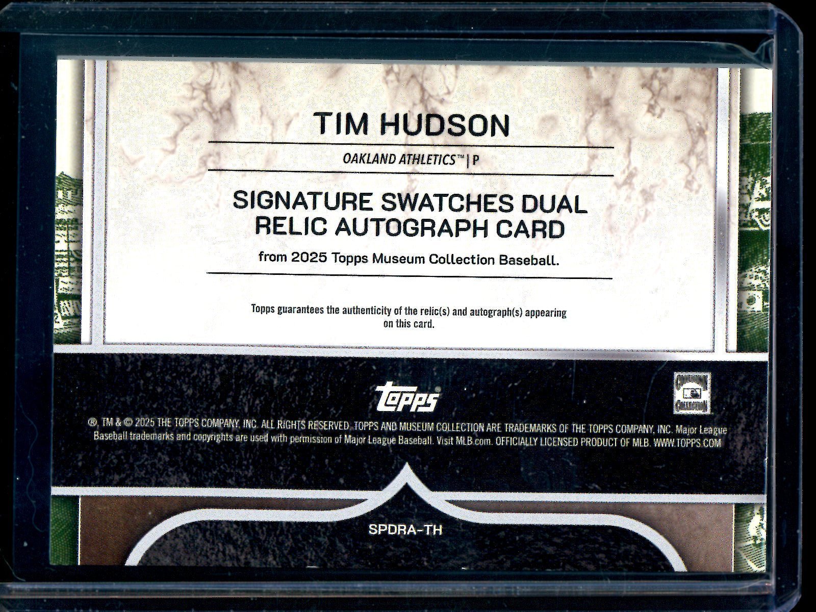 2025 Topps Museum Collection Tim Hudson Dual Swatch Autograph /199 Athletics - Trading Card Market