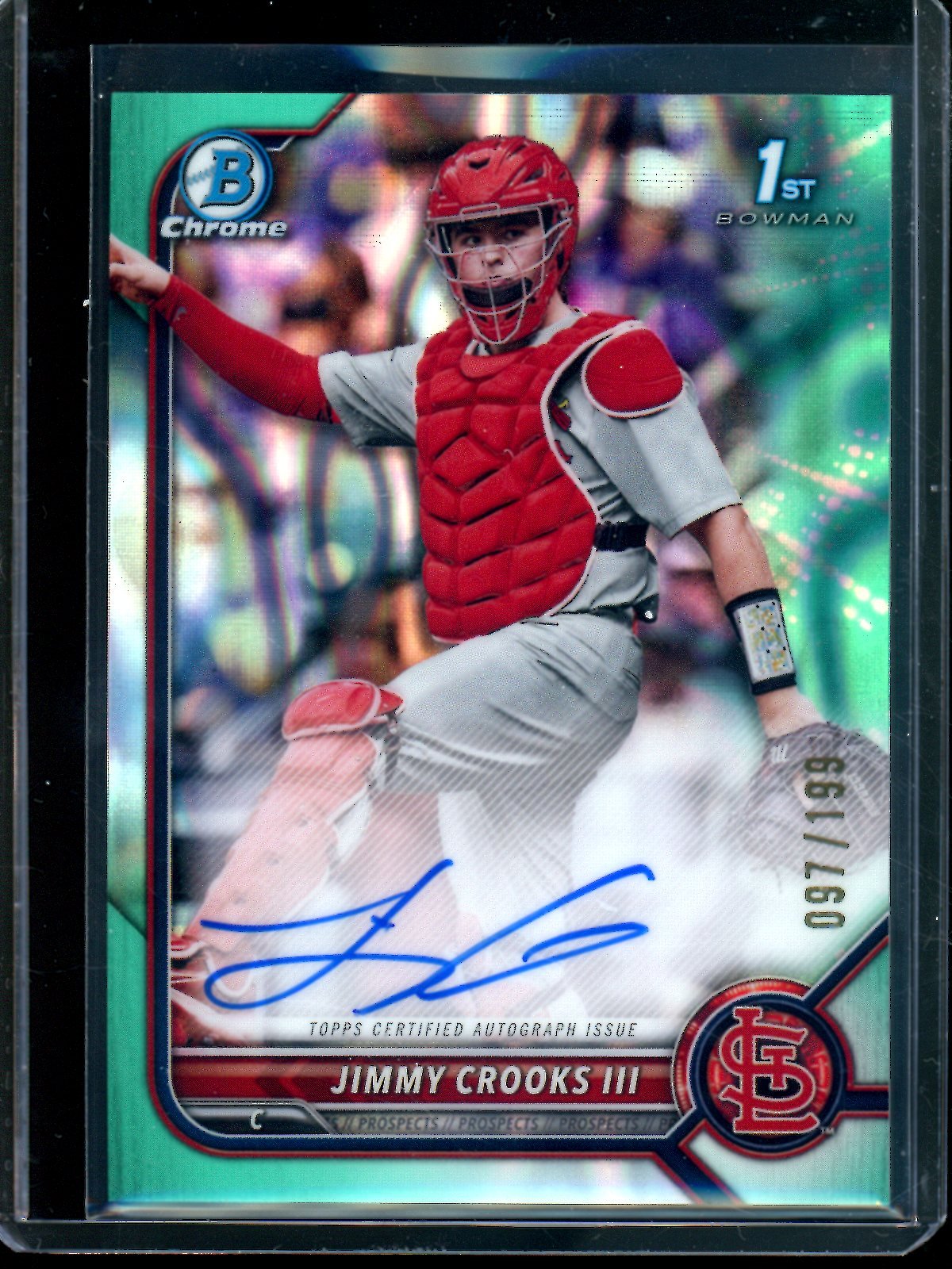 2022 Bowman Chrome Jimmy Crooks III Aqua Wave 1st Autograph /199 Cardinals - Trading Card Market